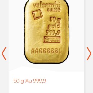 Valcambi Suisse 50 г златно кюлче 999.9