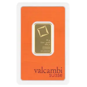 Valcambi Suisse 20 г златно кюлче 999.9
