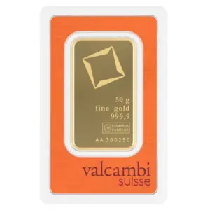Valcambi Suisse 50 г златно кюлче 999.9