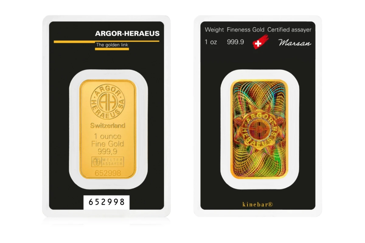 Argor-Heraeus Minted Kinebar 1 oz златно кюлче 999.9