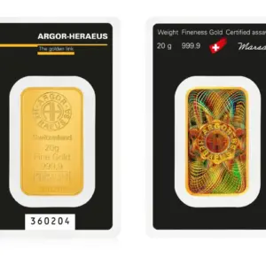 Argor-Heraeus Minted Kinebar 20 г златно кюлче 999.9