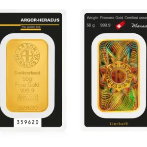 Argor-Heraeus Minted Kinebar 50 г златно кюлче 999.9