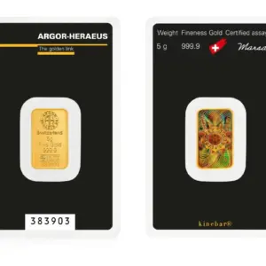 Argor-Heraeus Minted Kinebar 5 г златно кюлче 999.9