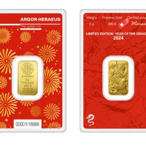 Argor-Heraeus Year of the Dragon 5 г златно кюлче 999.9