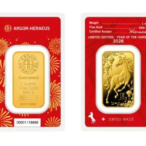 Argor-Heraeus Year of the Horse 1 oz златно кюлче 999.9