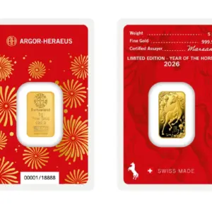 Argor-Heraeus Year of the Horse 5 г златно кюлче 999.9
