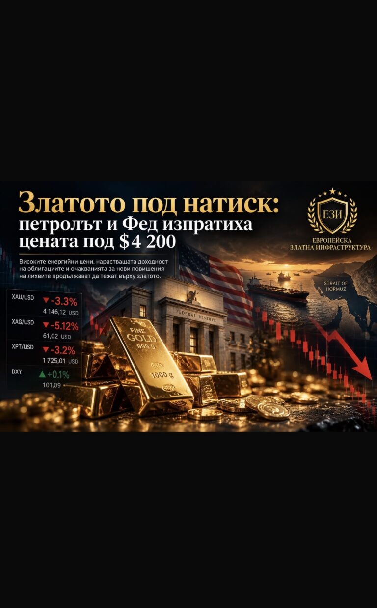Златото под натиск: петролът и Фед изпратиха цената под $4 200